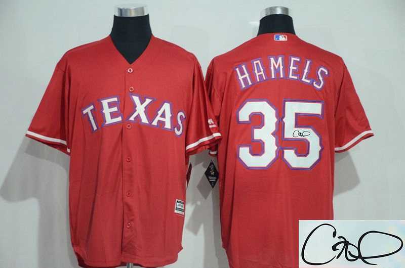 Texas Rangers #35 Cole Hamels Red New Cool Base Stitched Baseball Signature Edition Jersey