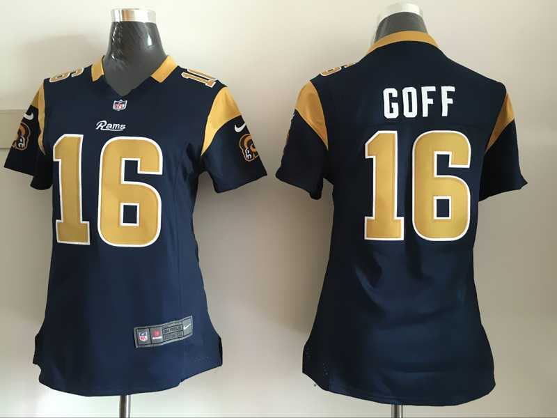 Women Nike St. Louis Rams #16 Jared Goff Navy Blue Stitched NFL Game Jersey