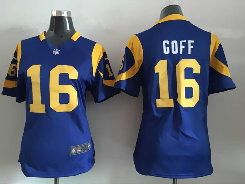 Women Nike St. Louis Rams #16 Jared Goff Royal Blue Stitched NFL Game Jersey