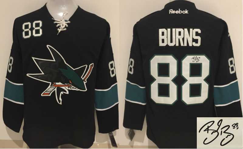 San Jose Sharks #88 Brent Burns Black Stitched Signature Edition Jersey