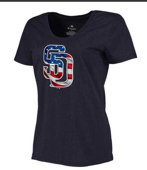 Women's San Diego Padres Navy Plus Sizes Banner Wave T-Shirt