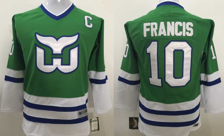 Youth Hartford Whalers #10 Ron Francis Green CCM Throwback Stitched NHL Jersey