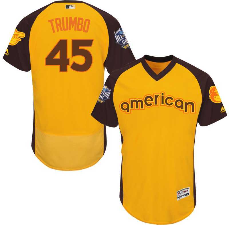 Baltimore Orioles #45 Mark Trumbo Gold Men's 2016 All Star American League Stitched Baseball Jersey