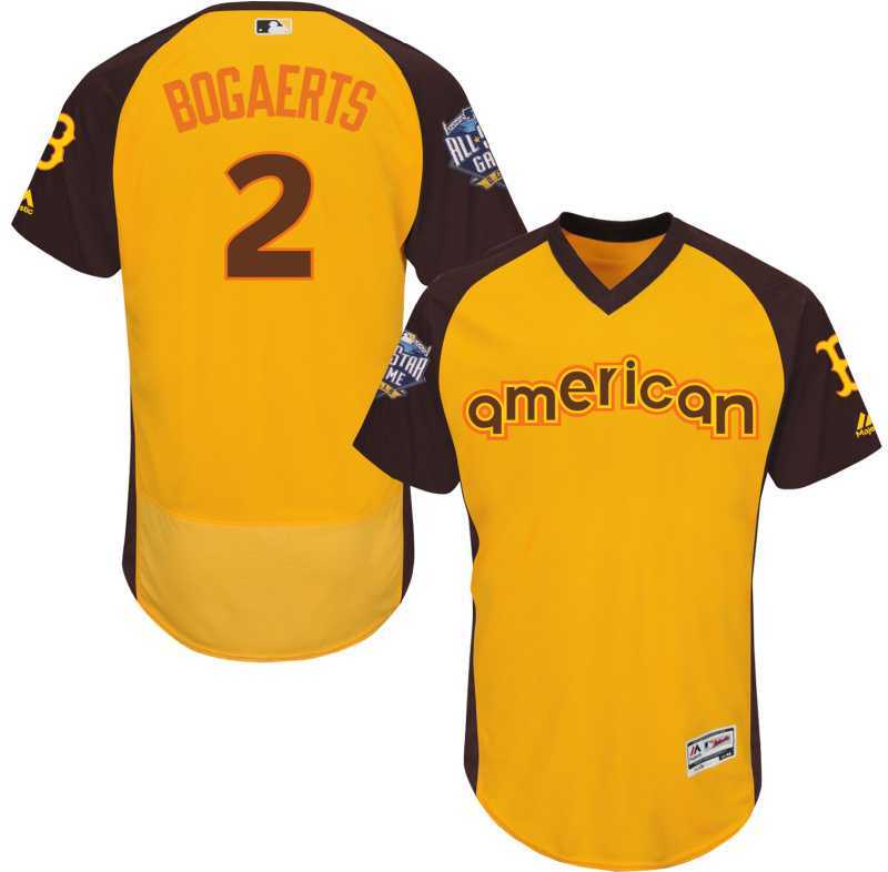 Boston Red Sox #2 Xander Bogaerts Gold Men's 2016 All Star American League Stitched Baseball Jersey