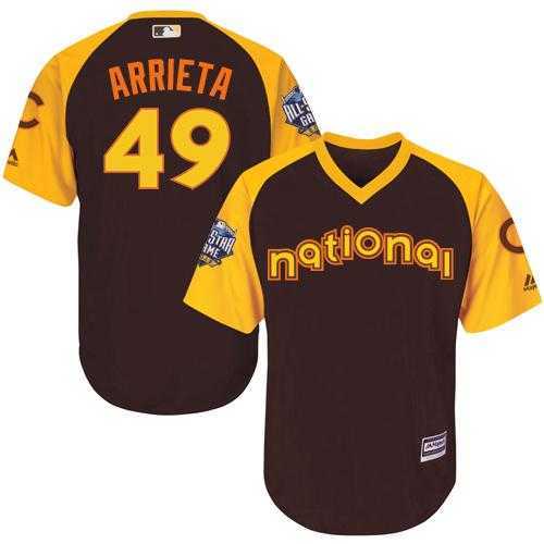 Chicago Cubs #49 Jake Arrieta Brown Men's 2016 All Star National League Stitched Baseball Jersey