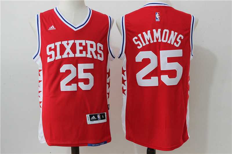 Philadelphia 76ers #25 Simmons New Red Swingman Stitched NBA Jersey
