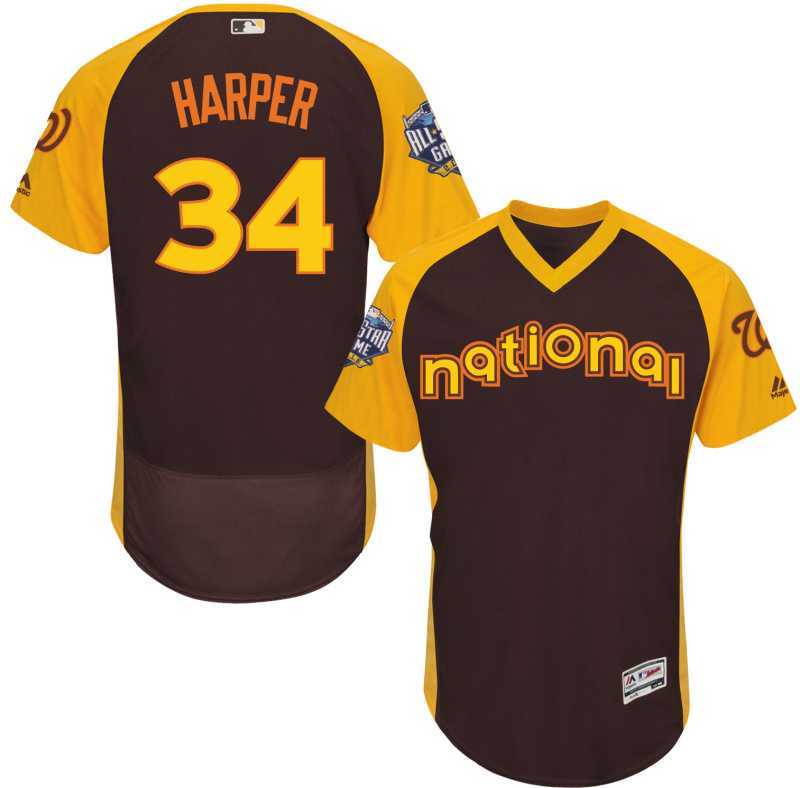 Washington Nationals #34 Bryce Harper Brown Men's 2016 All Star National League Stitched Baseball Jersey