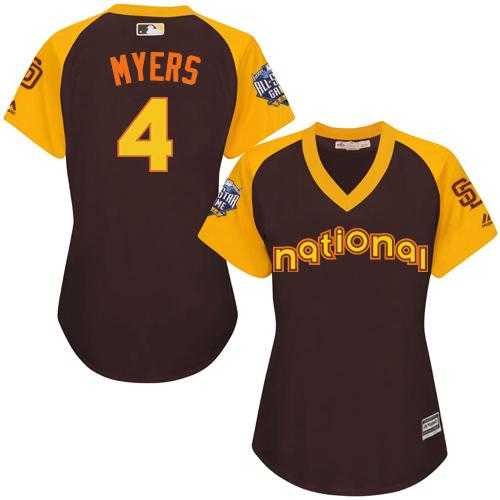 Women San Diego Padres #4 Wil Myers Brown 2016 All Star National League Stitched Baseball Jersey