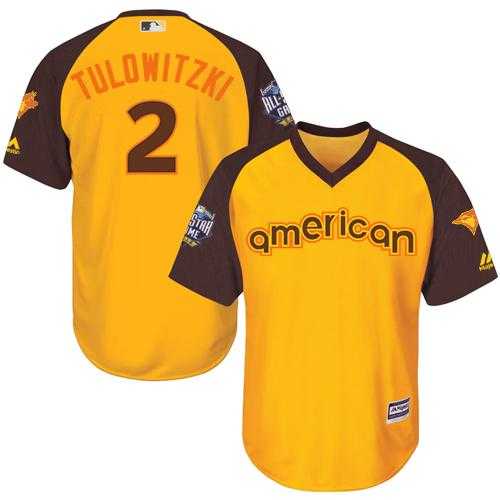 Youth Toronto Blue Jays #2 Troy Tulowitzki Gold 2016 All Star American League Stitched Baseball Jersey