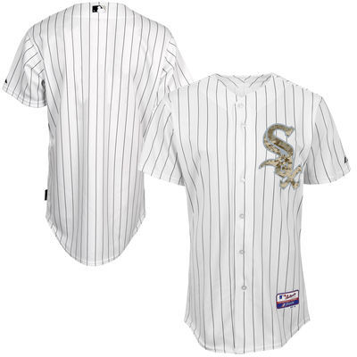 Chicago White Sox Customized White (Black Pinstripe) Camo Cool Base Stitched Baseball Jersey
