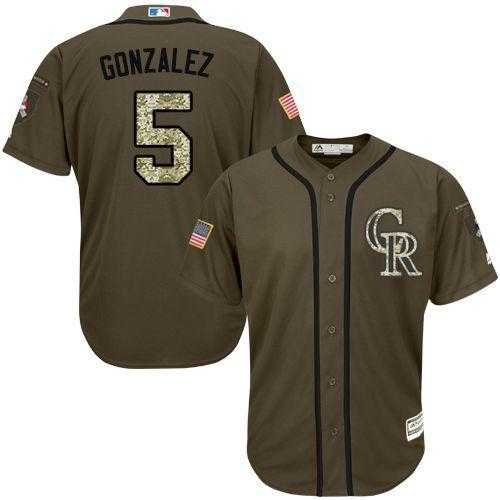 Colorado Rockies #5 Carlos Gonzalez Green Salute to Service Stitched Baseball Jersey Jiasu