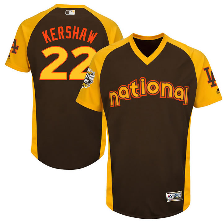 Los Angeles Dodgers #22 Clayton Kershaw Brown Men's 2016 All Star National League Stitched Baseball Jersey