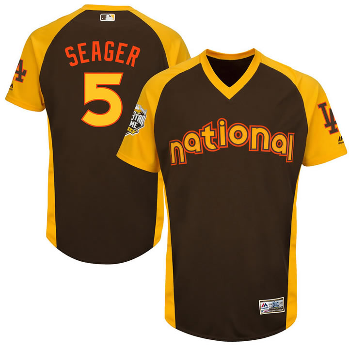Los Angeles Dodgers #5 Corey Seager Brown Men's 2016 All Star National League Stitched Baseball Jersey
