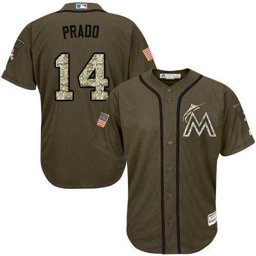 Miami Marlins #14 Martin Prado Green Salute to Service Stitched Baseball Jersey Jiasu