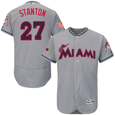 Miami Marlins #27 Giancarlo Stanton Gray 2016 Fashion Stars & Stripes Flexbase Stitched Baseball Jersey Jiasu