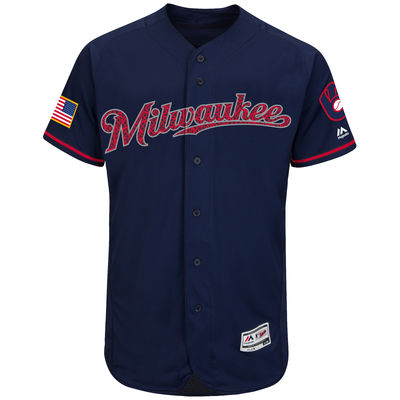 Milwaukee Brewers Customized Navy Blue 2016 Fashion Stars & Stripes Flexbase Stitched Baseball Jersey