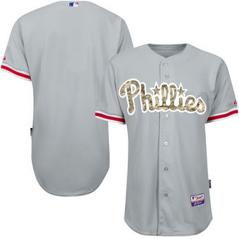 Philadelphia Phillies Customized Gray Camo Cool Base Stitched Baseball Jersey