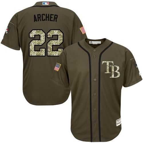 Tampa Bay Rays #22 Chris Archer Green Salute to Service Stitched Baseball Jersey Jiasu