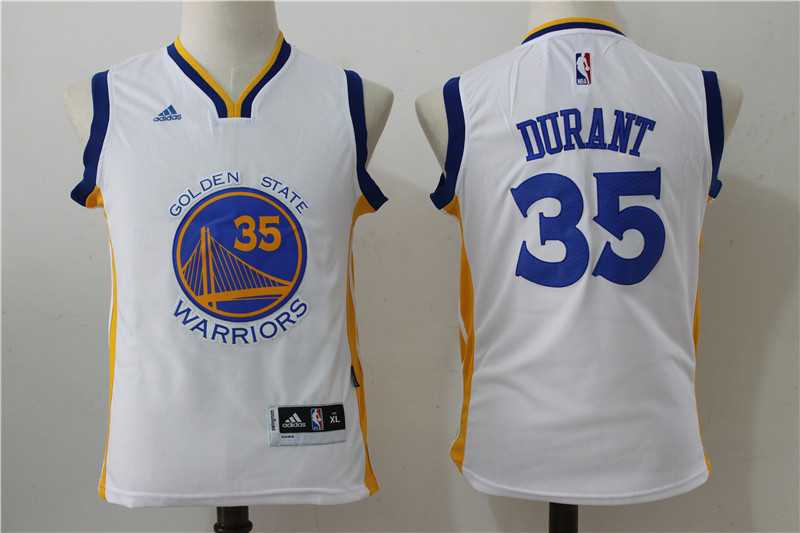 Youth Golden State Warriors #35 Durant White Revolution 30 Swingman Stitched Jersey