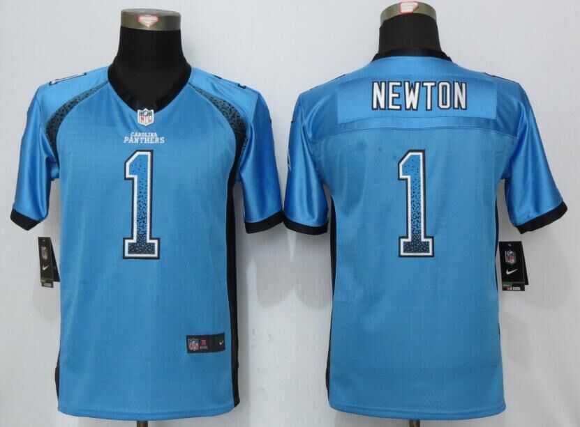 Youth Nike Carolina Panthers #1 Newton Drift Fashion Blue Stitched Elite Jersey