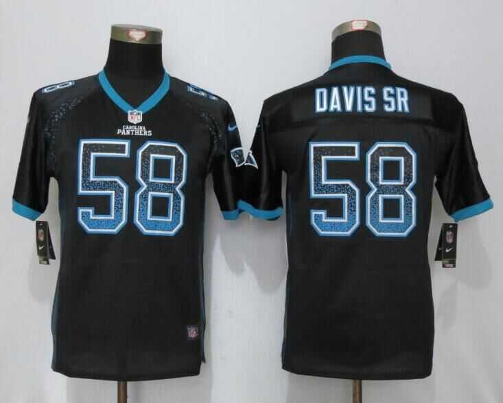 Youth Nike Carolina Panthers #58 Davis SR Drift Fashion Black Stitched Elite Jersey