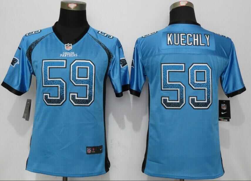 Youth Nike Carolina Panthers #59 Kuechly Drift Fashion Blue Stitched Elite Jersey
