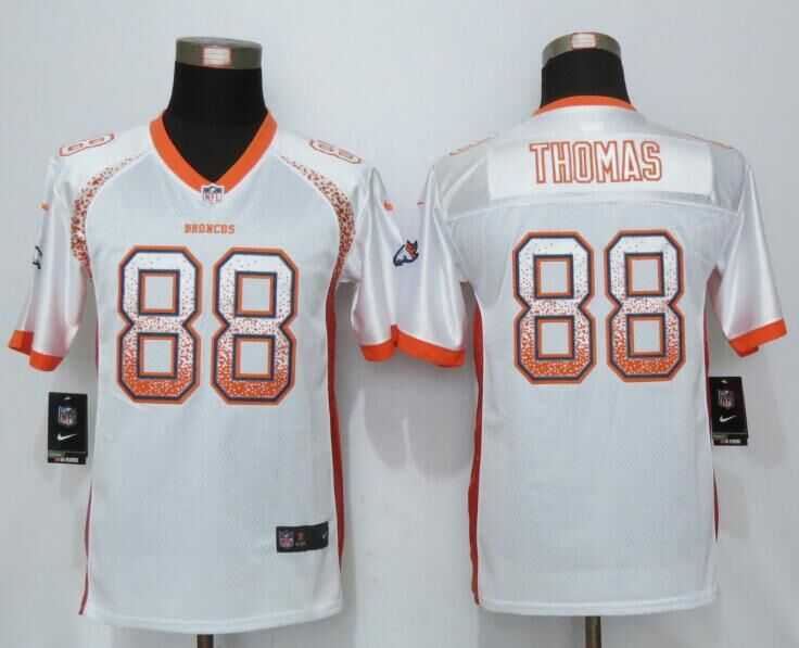 Youth Nike Denver Broncos #88 Thomas Drift Fashion White Stitched Elite Jersey