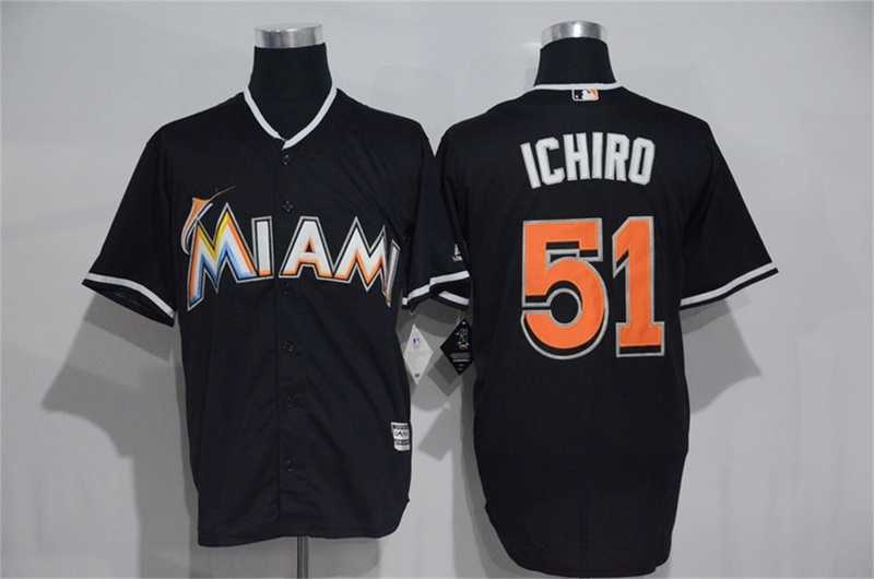 Miami Marlins #51 Ichiro Black New Cool Base Stitched Baseball Jersey