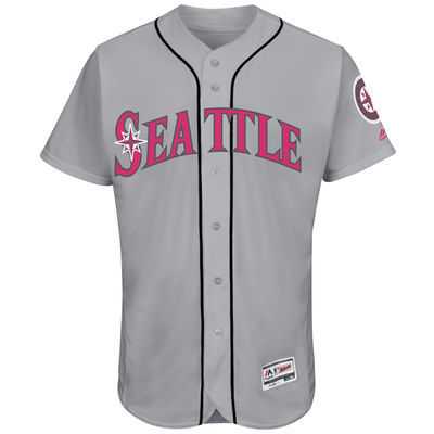 Seattle Mariners Customized Men's Gray 2016 Mother's Day Flexbase Collection Stitched Baseball Jersey