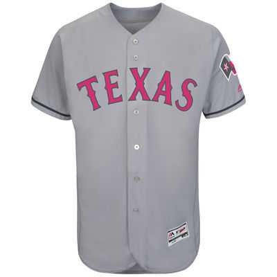 Texas Rangers Customized Men's Gray 2016 Mother's Day Flexbase Collection Stitched Baseball Jersey