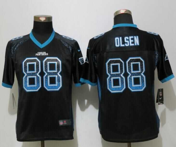 Women Nike Carolina Panthers #88 Olsen Drift Fashion Black Stitched Elite Jersey