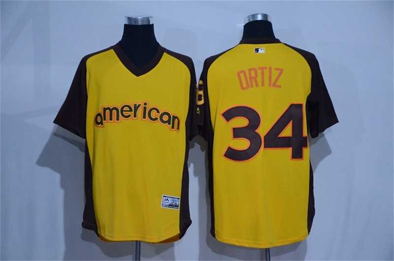 Boston Red Sox #34 David Ortiz Gold 2016 All Star American League Stitched Jersey