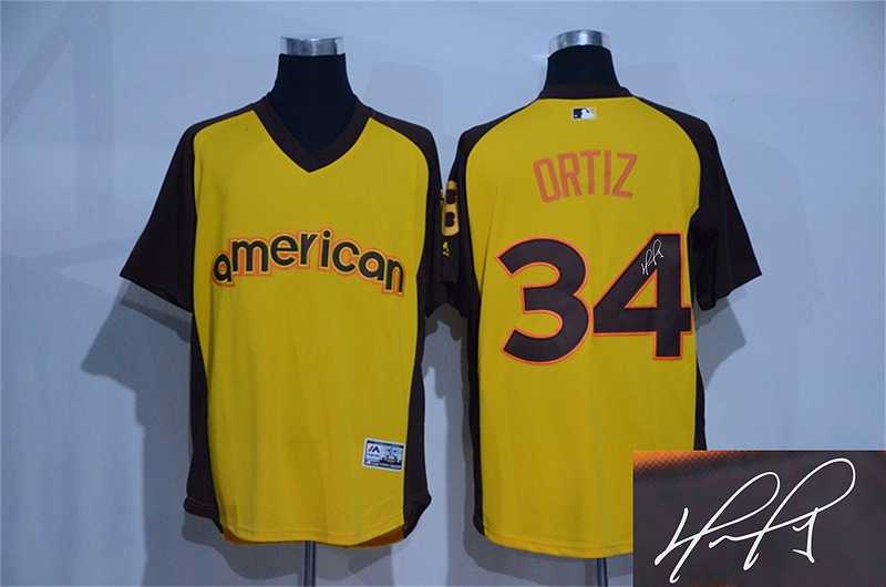 Boston Red Sox #34 David Ortiz Gold 2016 All Star American League Stitched Signature Edition Jersey