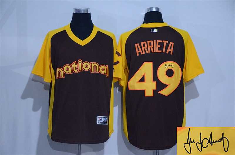 Chicago Cubs #49 Jake Arrieta Brown 2016 All Star National League Stitched Signature Edition Jersey