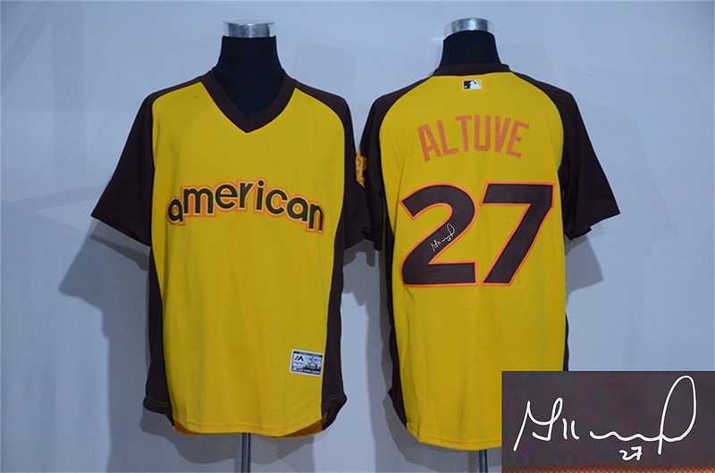 Houston Astros #27 Jose Altuve Gold 2016 All Star American League Stitched Signature Edition Jersey
