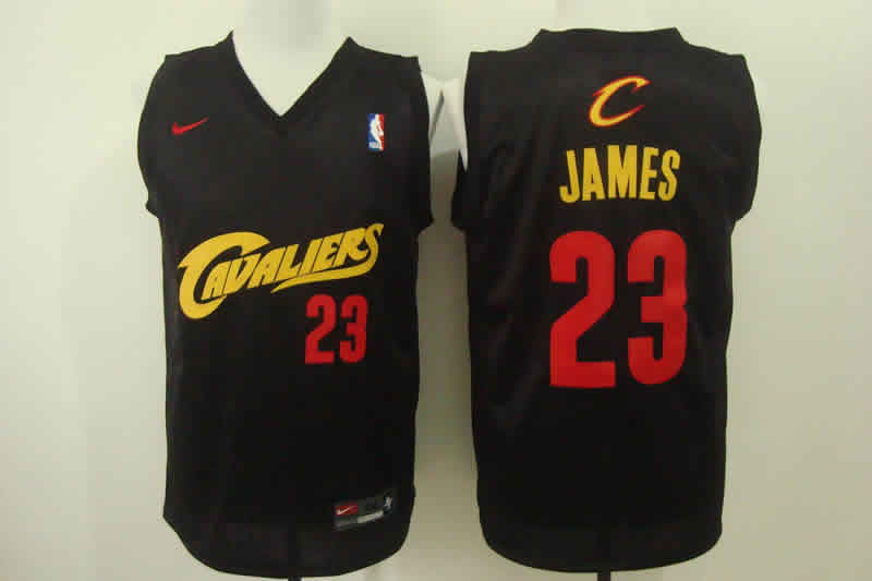 Nike Cleveland Cavaliers #23 LeBron James Black With Red Swingman Stitched NBA Jersey