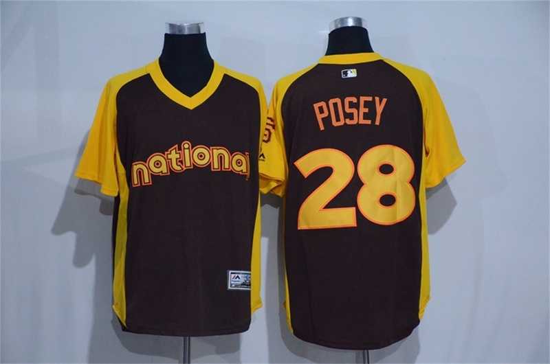 San Francisco Giants #28 Buster Posey Brown 2016 All Star National League Stitched Jersey
