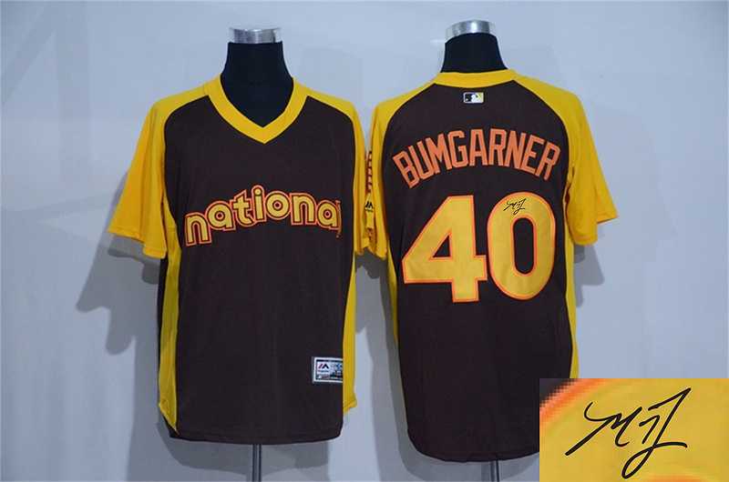 San Francisco Giants #40 Madison Bumgarner Brown 2016 All Star National League Stitched Signature Edition Jersey
