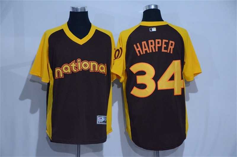 Washington Nationals #34 Bryce Harper Brown 2016 All Star National League Stitched Jersey
