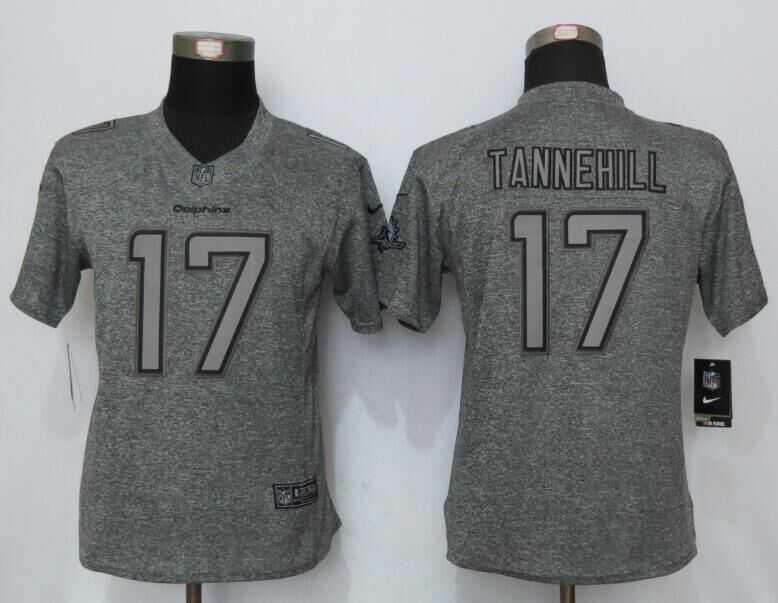 Women Limited Nike Miami Dolphins #17 Tannehill Gray Stitched Gridiron Gray Stitched Jersey