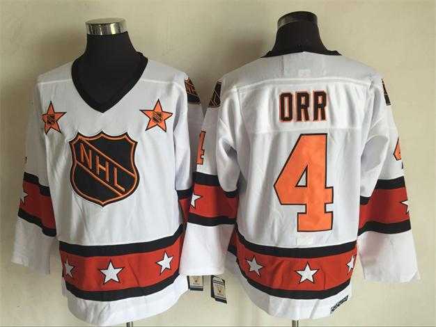 Boston Bruins #4 Bobby Orr White-Orange All Star CCM Throwback Stitched NHL Jersey