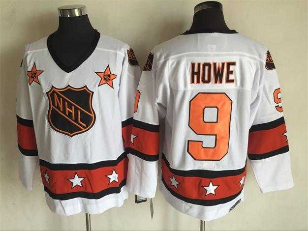 Detroit Red Wings #9 Gordie Howe White-Orange All Star CCM Throwback Stitched NHL Jersey