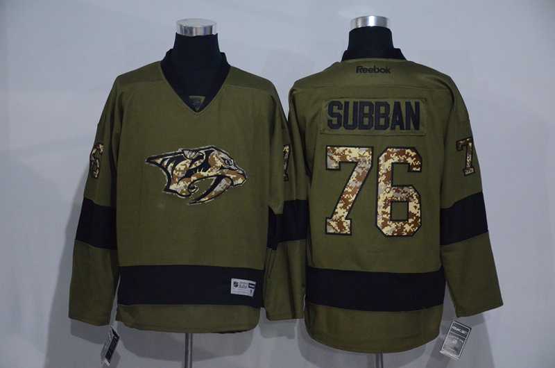 Nashville Predators #76 Subban Green Salute to Service Stitched Hockey Jersey