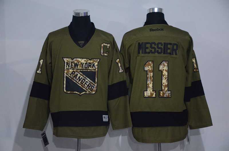 New York Rangers #11 Mark Messier Green Salute to Service Stitched Hockey Jersey