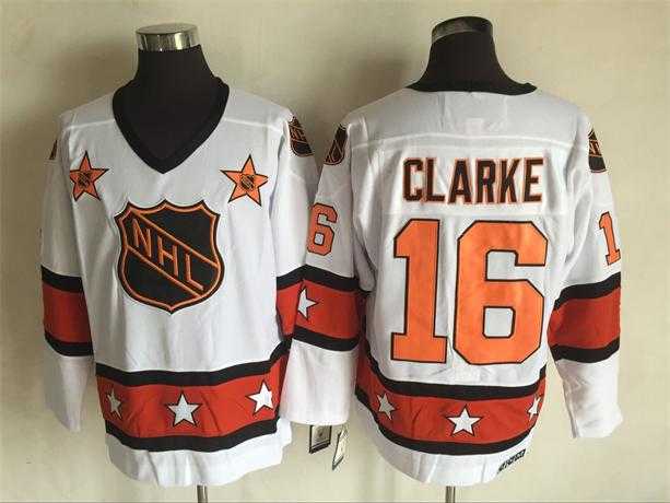 Philadelphia Flyers #16 Bobby Clarke White-Orange All Star CCM Throwback Stitched NHL Jersey