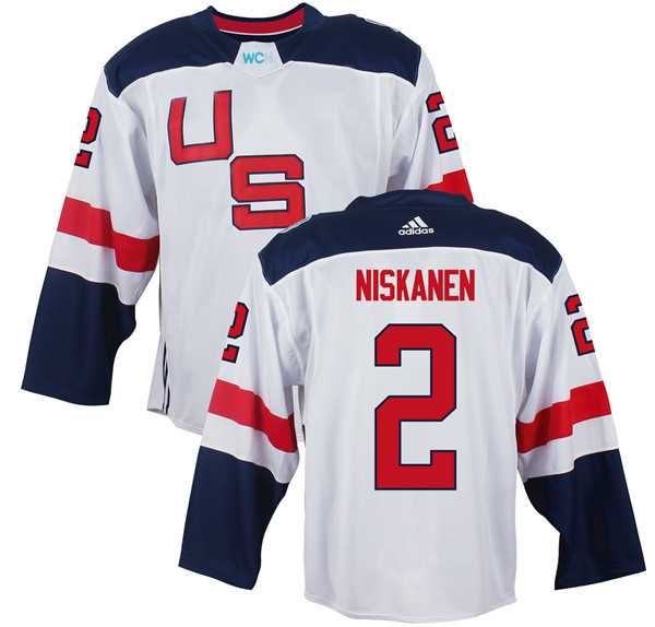 Glued Team USA #2 Matt Niskanen 2016 World Cup of Hockey Olympics Game White Jersey