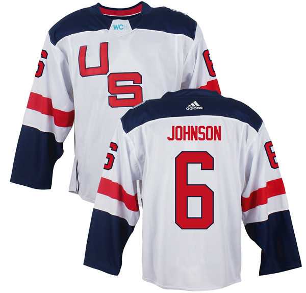 Glued Team USA #6 Erik Johnson 2016 World Cup of Hockey Olympics Game White Jersey