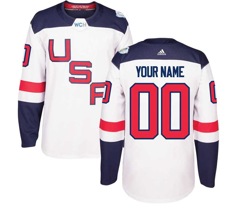 Youth Customized Team USA 2016 World Cup Of Hockey Olympics Game White Stitched Jersey