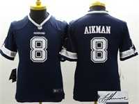 Youth Nike Dallas Cowboys #8 Troy Aikman Blue Team Color Stitched Game Signature Edition Jersey