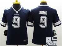 Youth Nike Dallas Cowboys #9 Tony Romo Blue Team Color Stitched Game Signature Edition Jersey